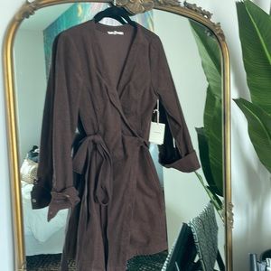 Brown corduroy wrap dress